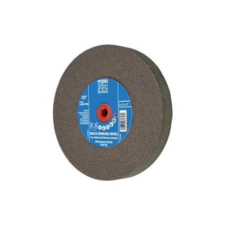 Pferd 61757 7in x 1in Vitrified Bench Wheel 1in A.H., Aluminum Oxide, 80 Grit 61757-PFERD